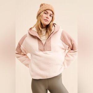 Free People Pink and Tan Hoodie